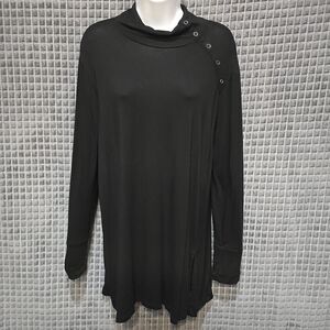 Lightweight Long Sleeve Tunic Top Chicos2 SzLg SOFT Black Shirt Stretch Relaxed